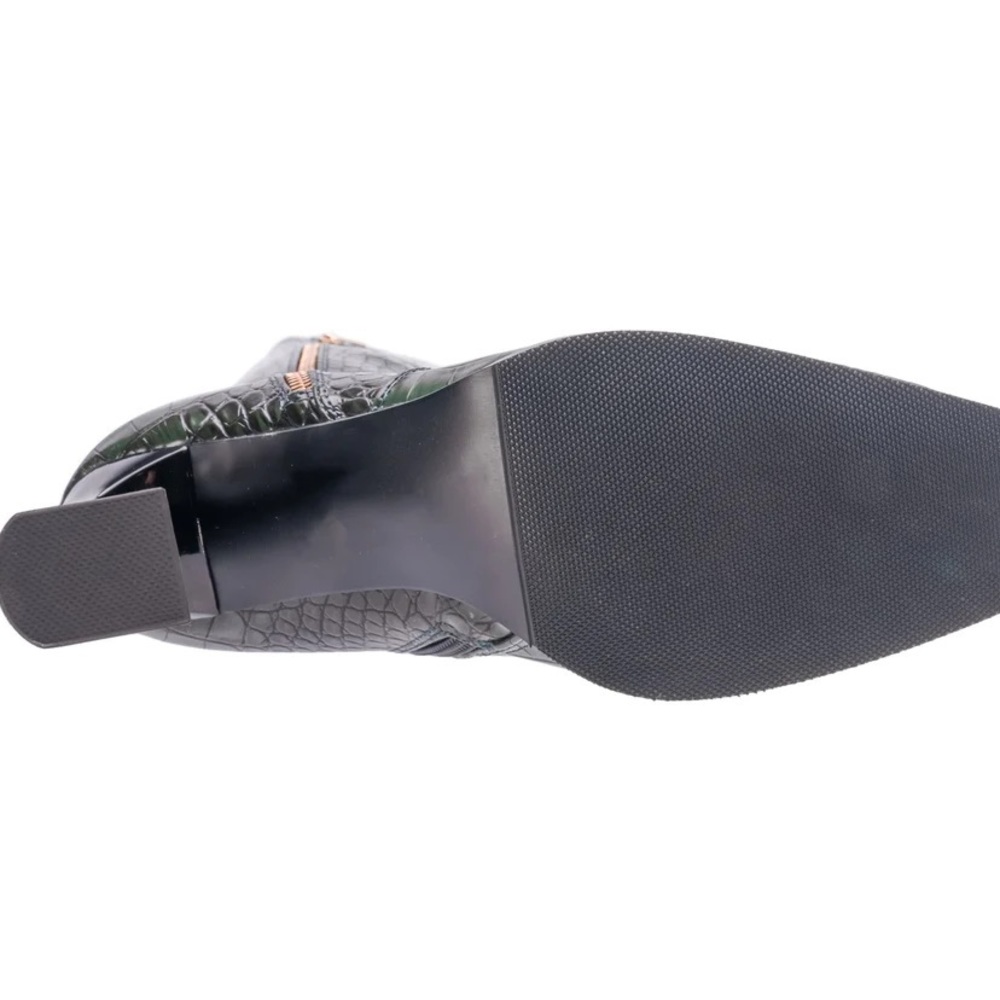 Green Tall Crocodile High Heel Boots - Picture 5 of 5